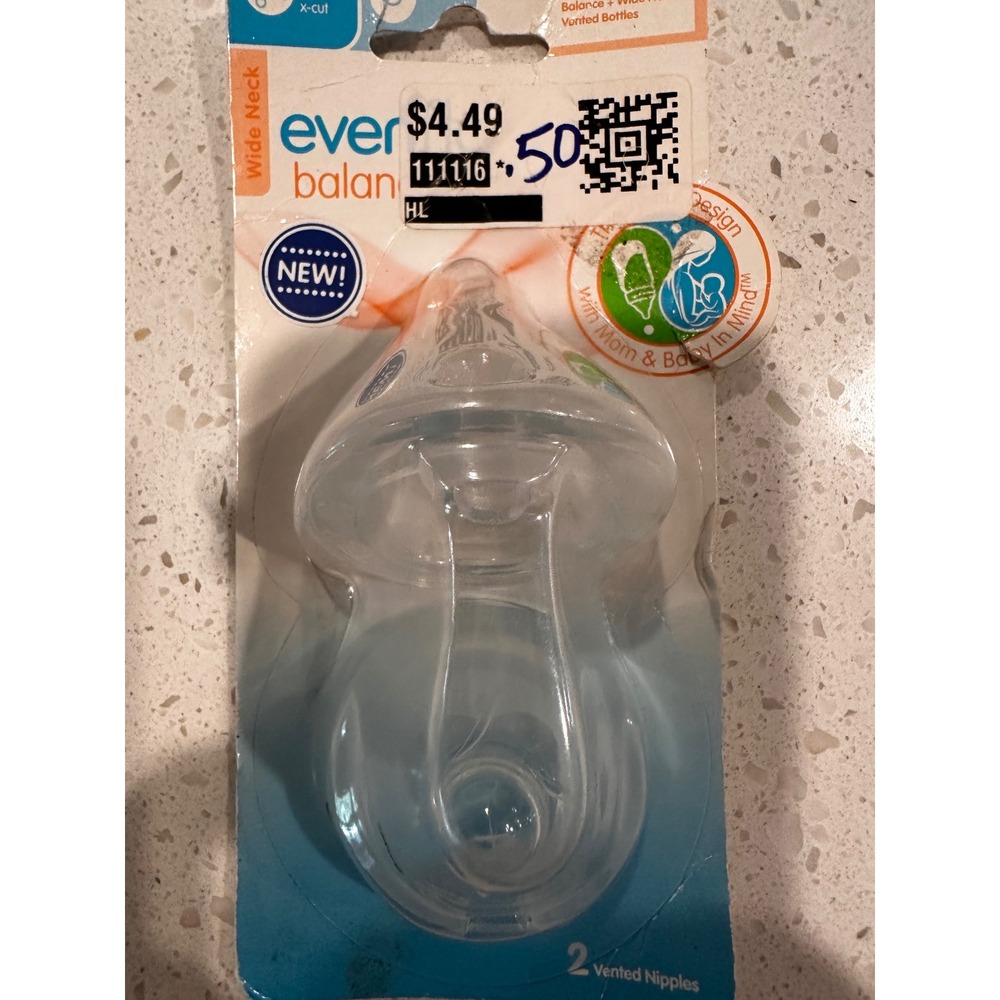 Evenflo Feeding Balance Plus Wide Neck Vented Nipples X-Cut 2 Pack 3049-406